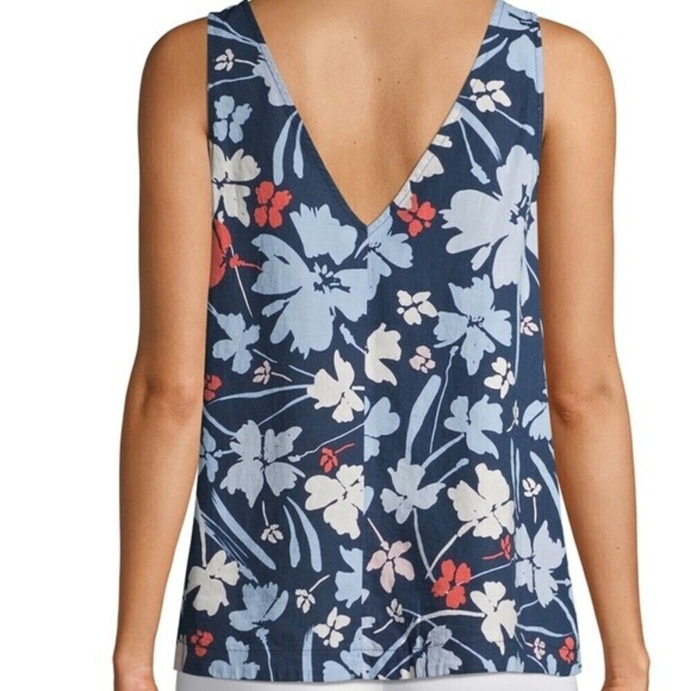 Time&Tru Floral V-Neck Woven Tank Top Medium 8-10 - Picture 3 of 16